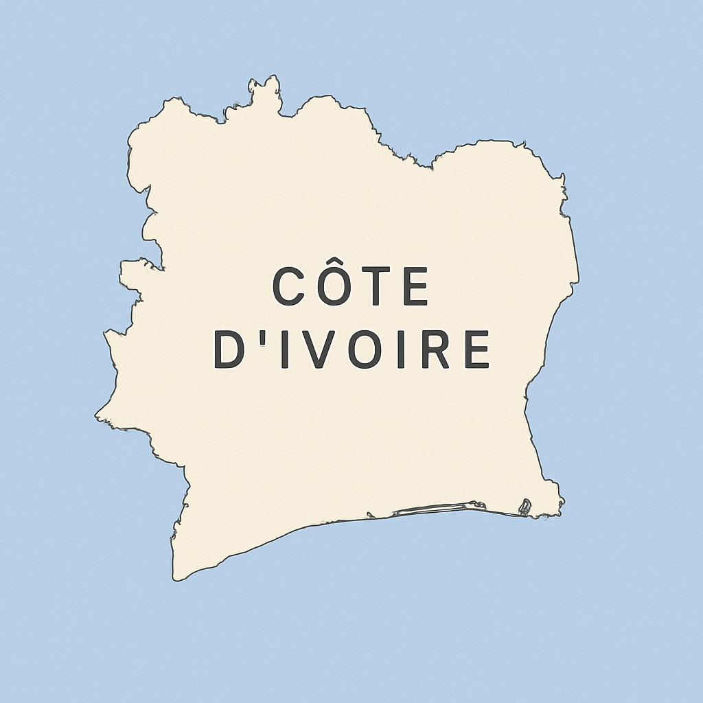 Cote D'Ivoire country map showing our service coverage